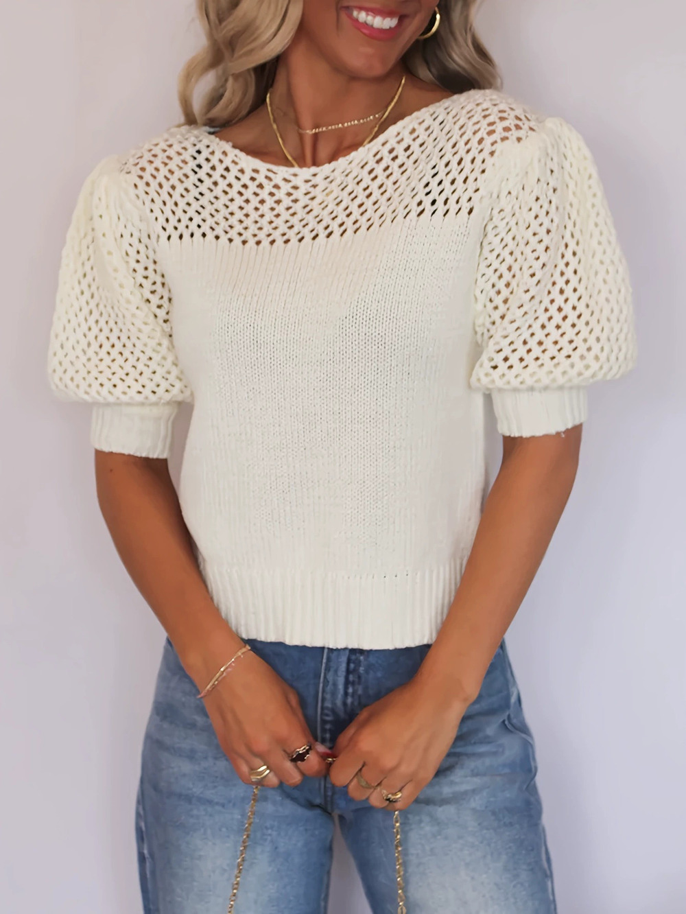 ZARA Chic Beach Knit Hollow Out Short Sleeve Summer Cardigan Cover Up
